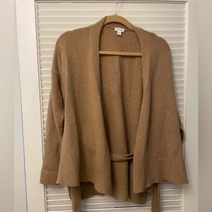 Cuyana tie waist cardigan in camel